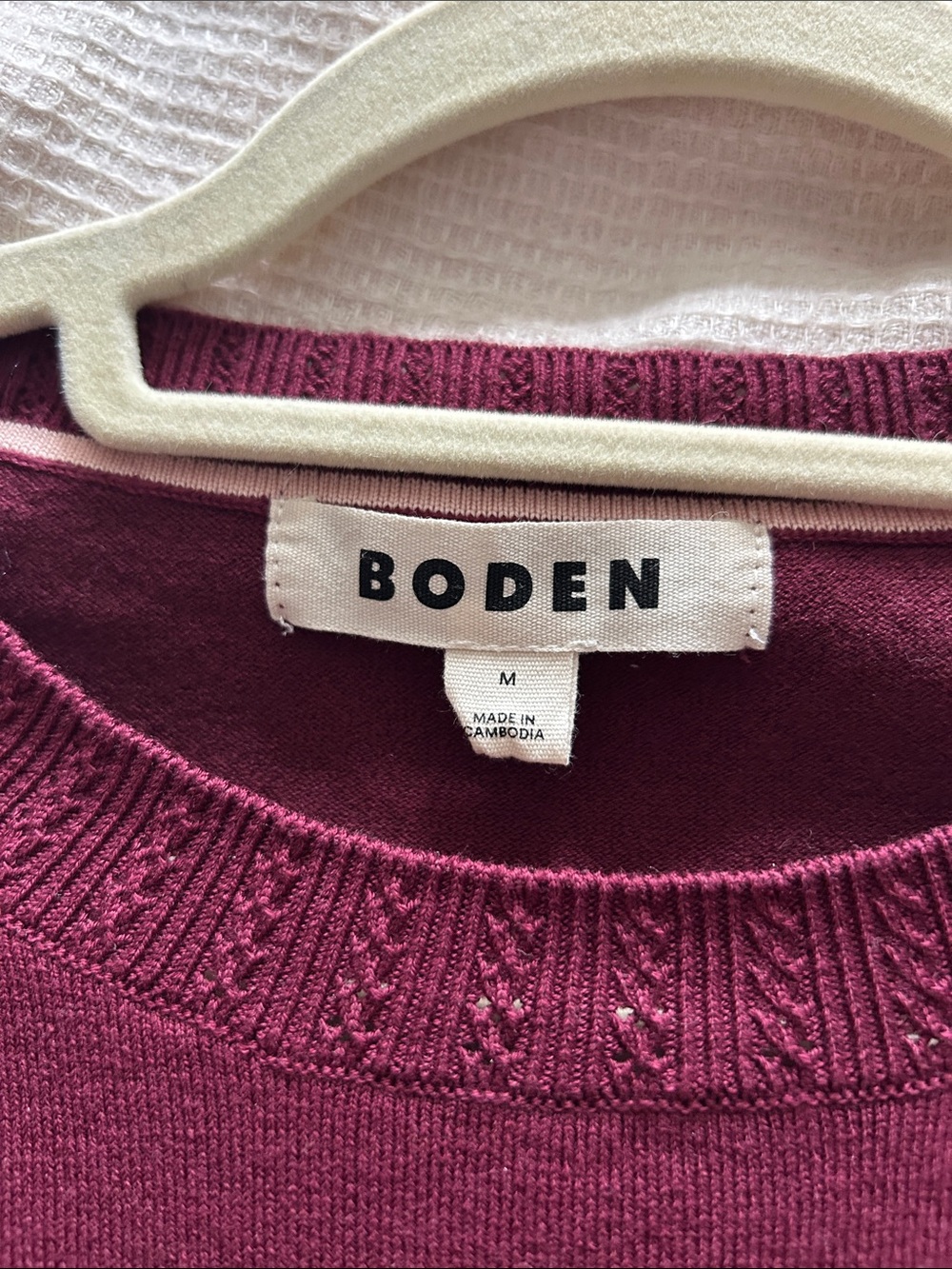 Boden Striped Crewneck Sweater in Pink and Burgundy - Picture 2 of 3